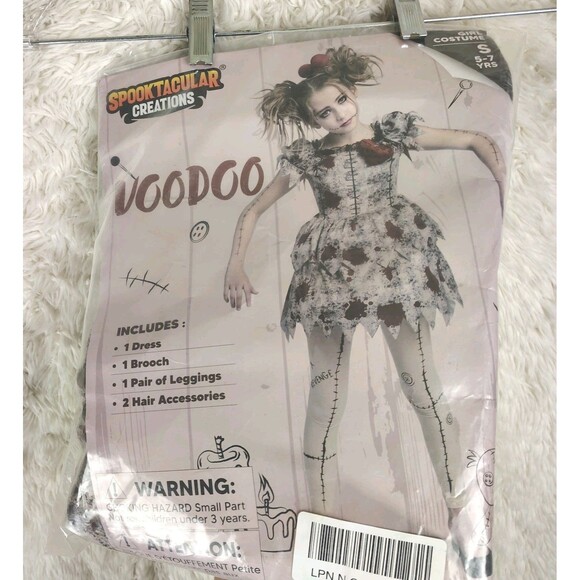 NEW Kids Spooky Voodoo Doll Dress Halloween Costume Creepy Sz S (5-7) - Picture 2 of 9